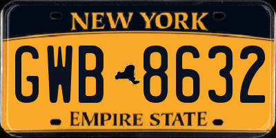 NY license plate GWB8632