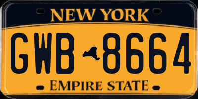 NY license plate GWB8664