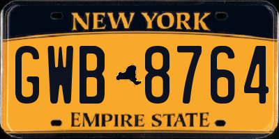 NY license plate GWB8764