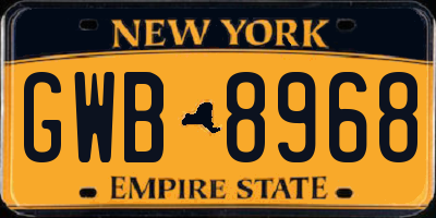 NY license plate GWB8968