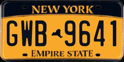 NY license plate GWB9641