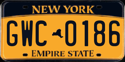 NY license plate GWC0186