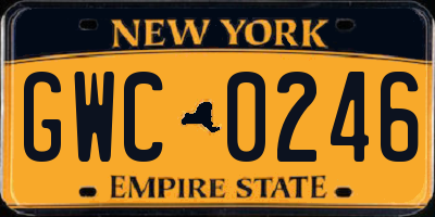 NY license plate GWC0246
