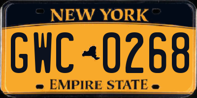 NY license plate GWC0268