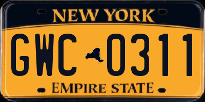 NY license plate GWC0311