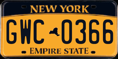 NY license plate GWC0366