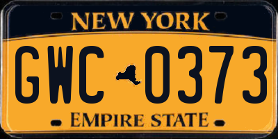 NY license plate GWC0373