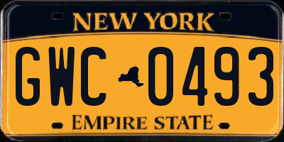 NY license plate GWC0493