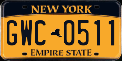 NY license plate GWC0511