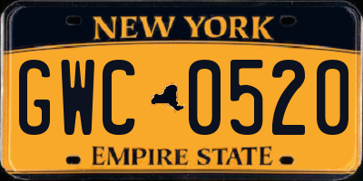 NY license plate GWC0520