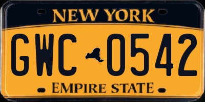 NY license plate GWC0542