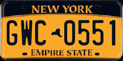 NY license plate GWC0551