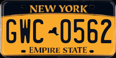 NY license plate GWC0562