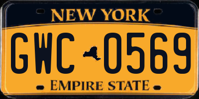 NY license plate GWC0569