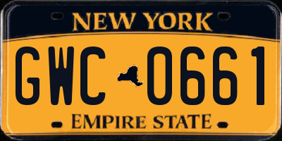NY license plate GWC0661
