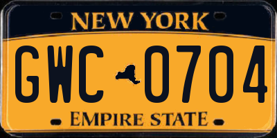 NY license plate GWC0704