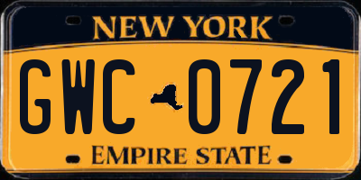 NY license plate GWC0721