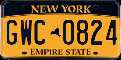 NY license plate GWC0824