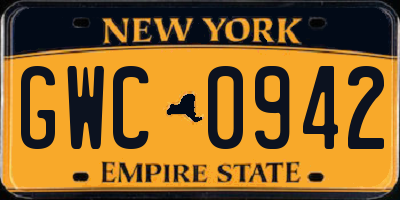 NY license plate GWC0942