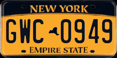 NY license plate GWC0949