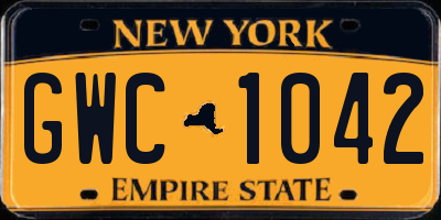 NY license plate GWC1042