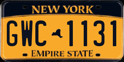 NY license plate GWC1131