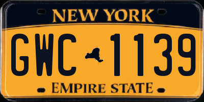 NY license plate GWC1139