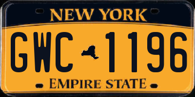 NY license plate GWC1196