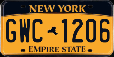 NY license plate GWC1206