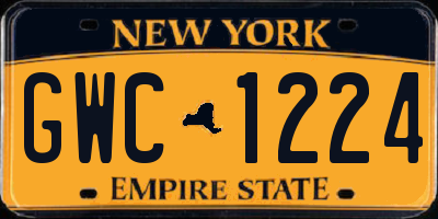 NY license plate GWC1224