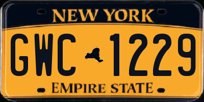 NY license plate GWC1229