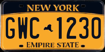 NY license plate GWC1230