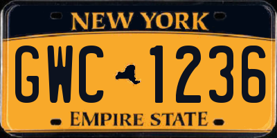 NY license plate GWC1236