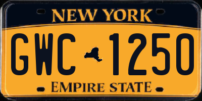 NY license plate GWC1250