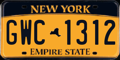 NY license plate GWC1312