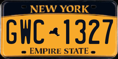 NY license plate GWC1327