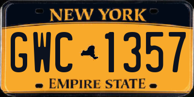NY license plate GWC1357
