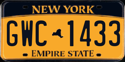 NY license plate GWC1433