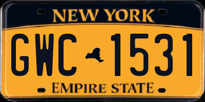 NY license plate GWC1531
