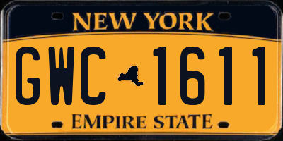 NY license plate GWC1611