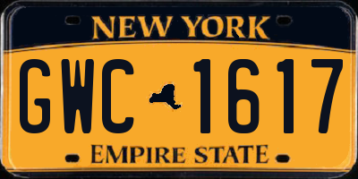 NY license plate GWC1617