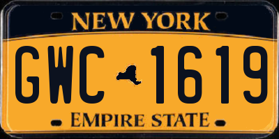 NY license plate GWC1619
