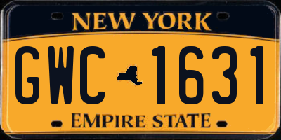 NY license plate GWC1631