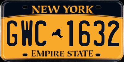 NY license plate GWC1632