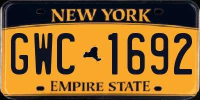 NY license plate GWC1692