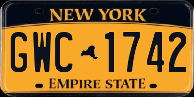 NY license plate GWC1742