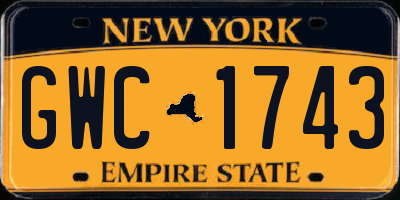 NY license plate GWC1743
