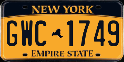 NY license plate GWC1749