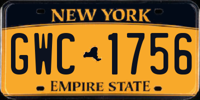 NY license plate GWC1756
