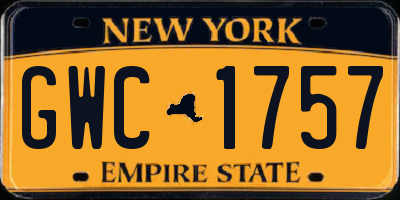 NY license plate GWC1757